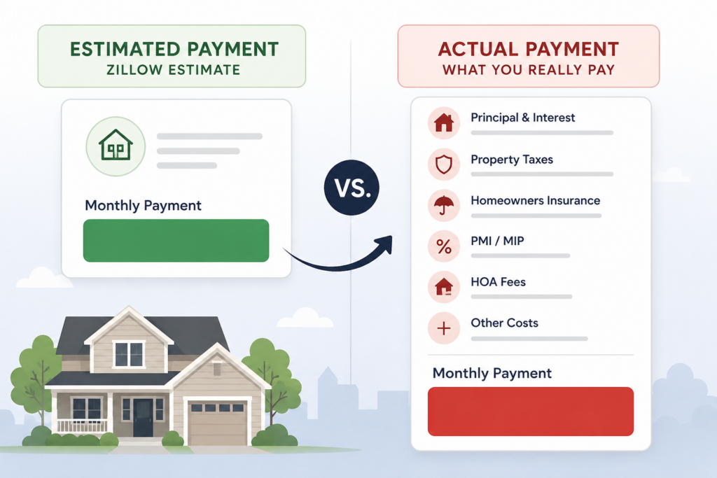 Estimated Zillow Payment VS Actual Payment